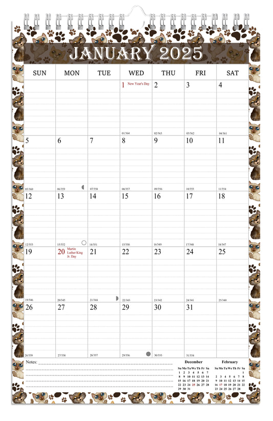 2025 Wall Calendar Spiral-Bound Twin-Wire Binding - 12 Months  17
