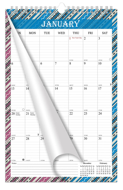 2025-2026 Wall Calendar Spiral-bound Twin-Wire Binding - 18 Months 11" x 17" 011