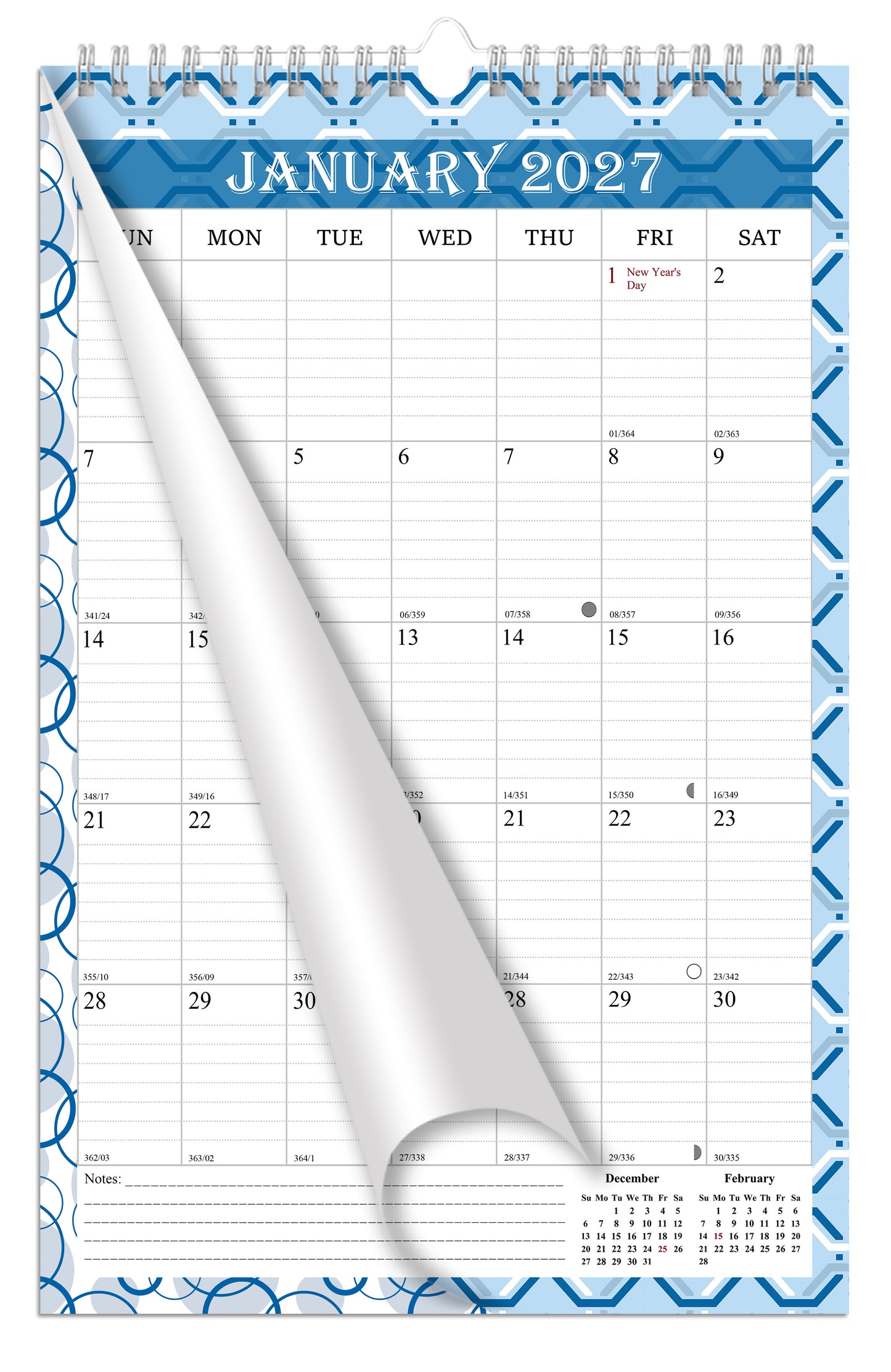 2027 Wall Calendar Spiral-Bound Twin-Wire Binding - 12 Months  03