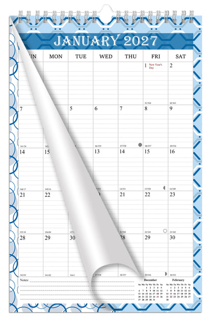 2027 Wall Calendar Spiral-Bound Twin-Wire Binding - 12 Months  03