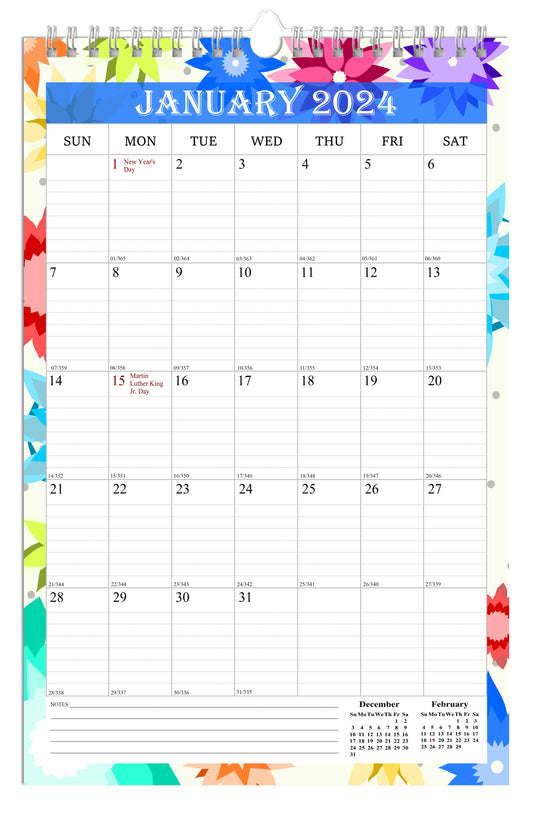 2024 Wall Calendar Spiral-Bound Twin-Wire Binding - 12 Months  05