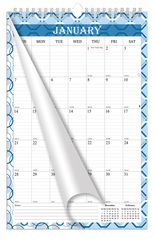 2025-2026 Wall Calendar Spiral-bound Twin-Wire Binding - 18 Months 11" x 17" 03