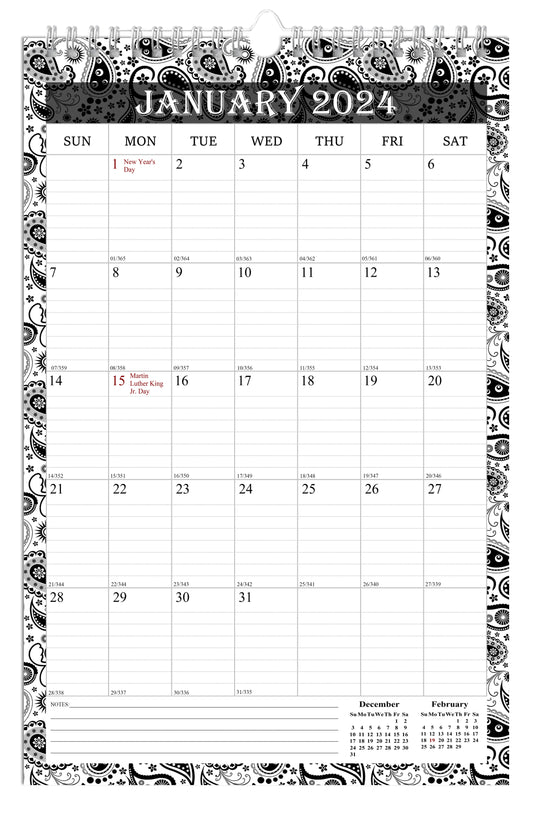 2024 Wall Calendar Spiral-Bound Twin-Wire Binding - 12 Months  06