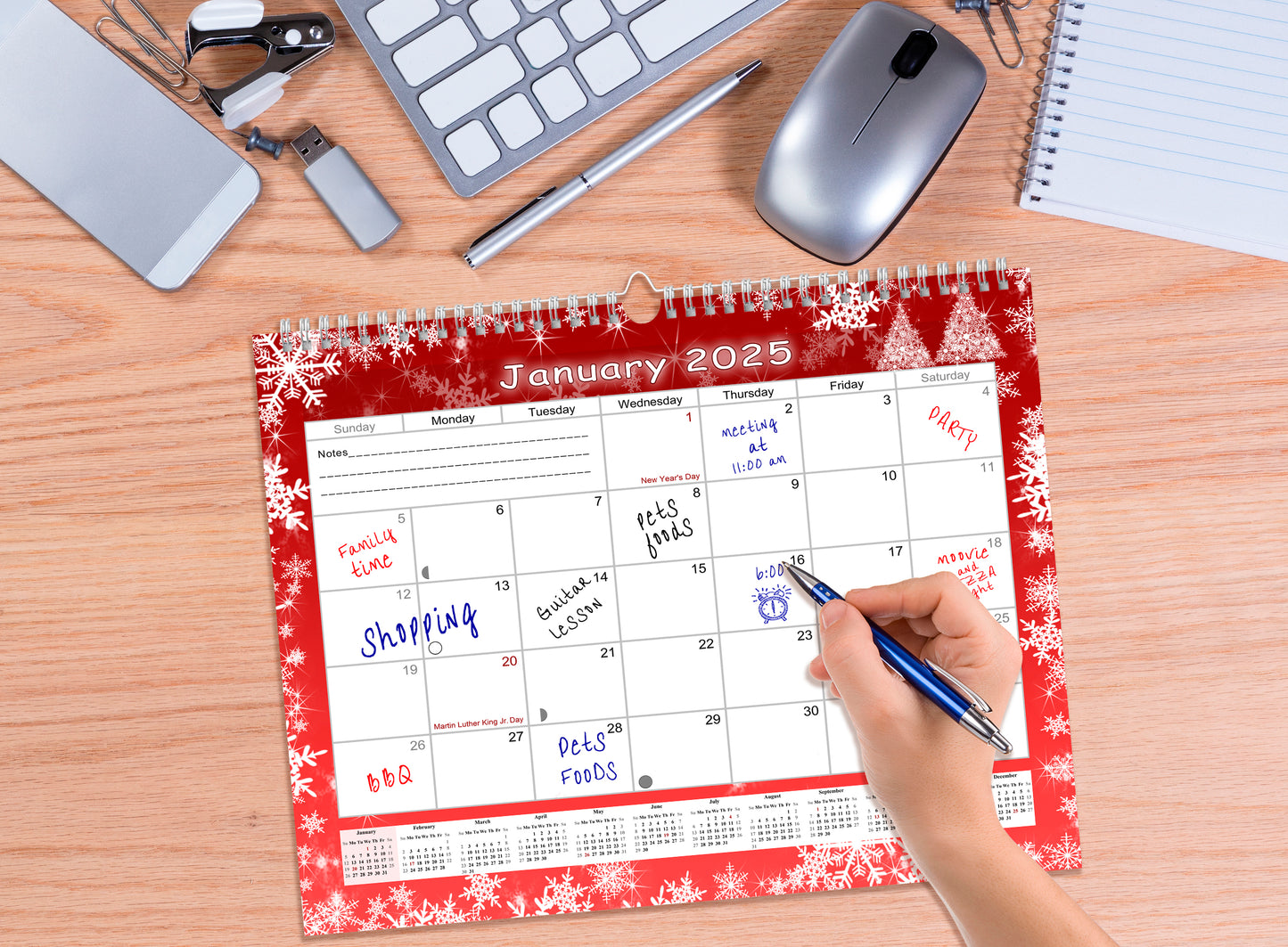 2024-2025 Monthly Spiral-Bound Wall / Desk Calendar - Desktop / Wall Blotter Calendar / Planner - (Edition #29)