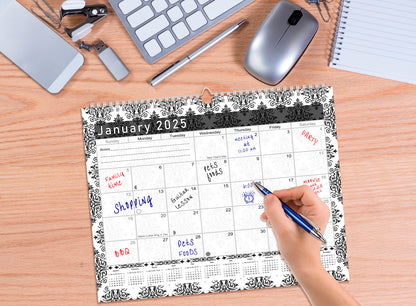 2024-2025 Monthly Spiral-Bound Wall / Desk Calendar - Desktop / Wall Blotter Calendar / Planner - (Edition #08)