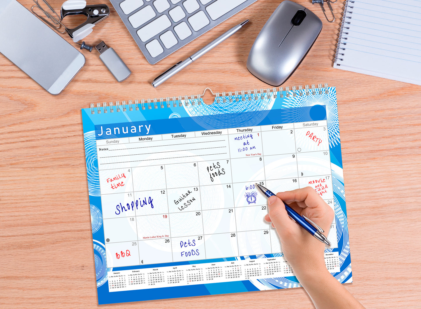 2026-2027 Monthly Spiral-Bound Wall / Desk Calendar - Desktop / Wall Blotter Calendar / Planner - (Edition #02)