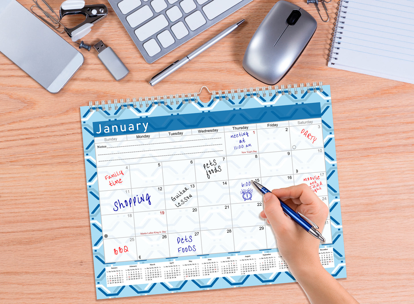 2026-2027 Monthly Spiral-Bound Wall / Desk Calendar - Desktop / Wall Blotter Calendar / Planner - (Edition #04)