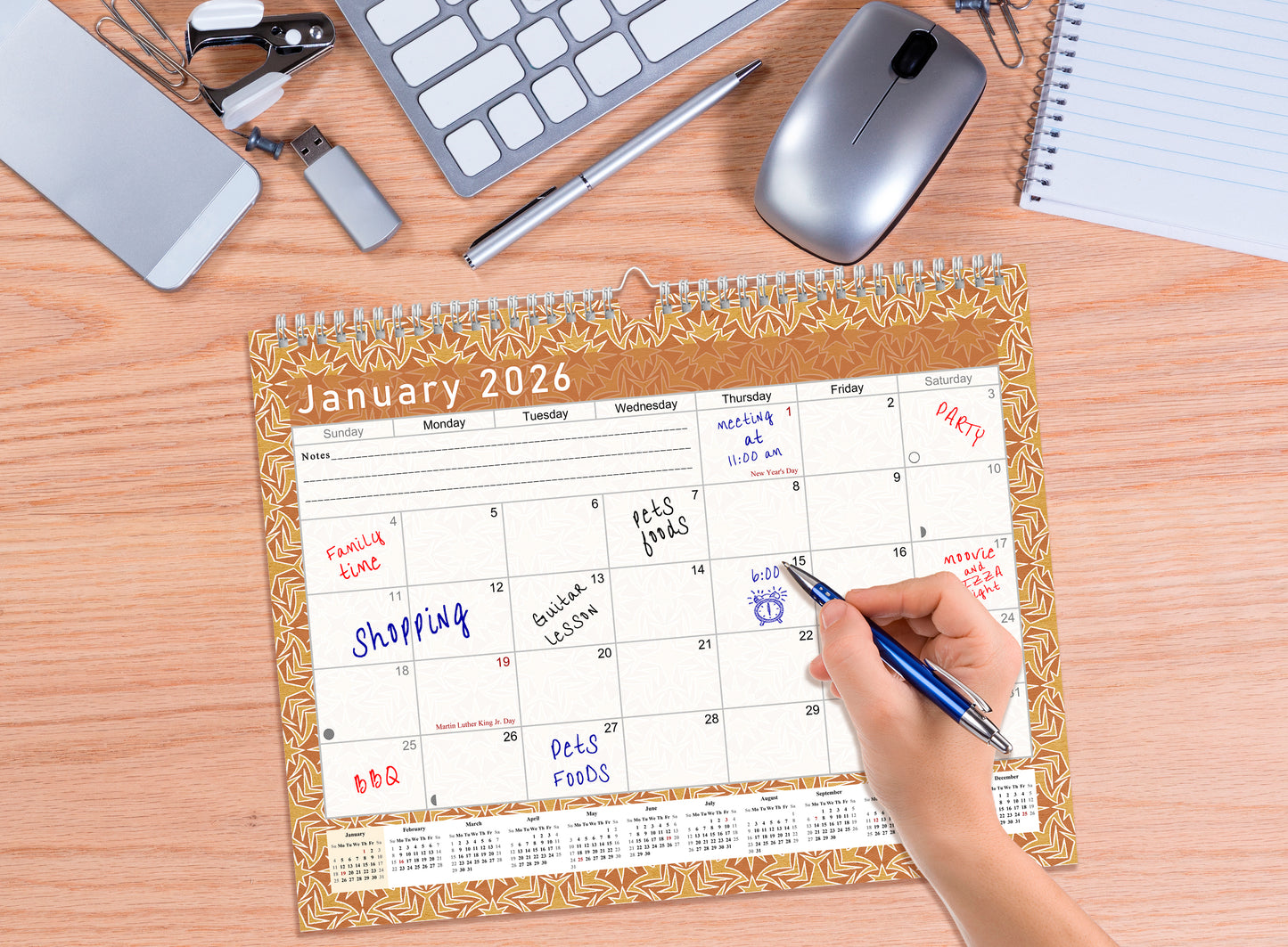 2025-2026 Monthly Spiral-Bound Wall / Desk Calendar - Desktop / Wall Blotter Calendar / Planner - (Edition #25)