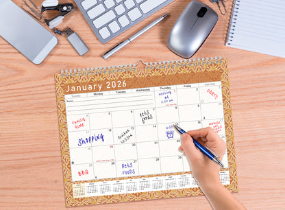 2025-2026 Monthly Spiral-Bound Wall / Desk Calendar - Desktop / Wall Blotter Calendar / Planner - (Edition #25)