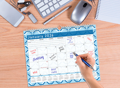 2025-2026 Monthly Spiral-Bound Wall / Desk Calendar - Desktop / Wall Blotter Calendar / Planner - (Edition #04)