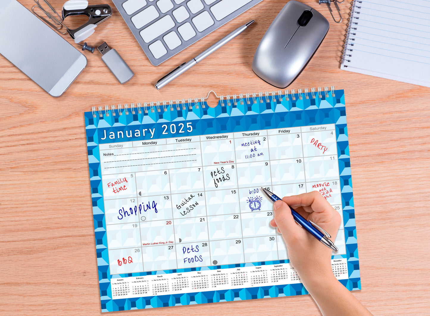 2024-2025 Monthly Spiral-Bound Wall / Desk Calendar - Desktop / Wall Blotter Calendar / Planner - (Edition #03)