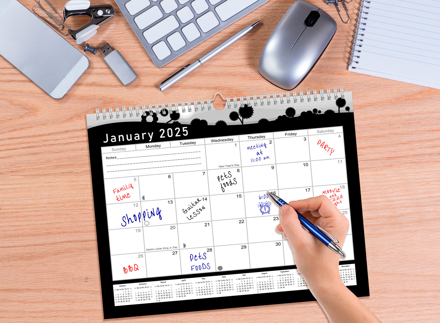 2024-2025 Monthly Spiral-Bound Wall / Desk Calendar - Desktop / Wall Blotter Calendar / Planner - (Edition #15)