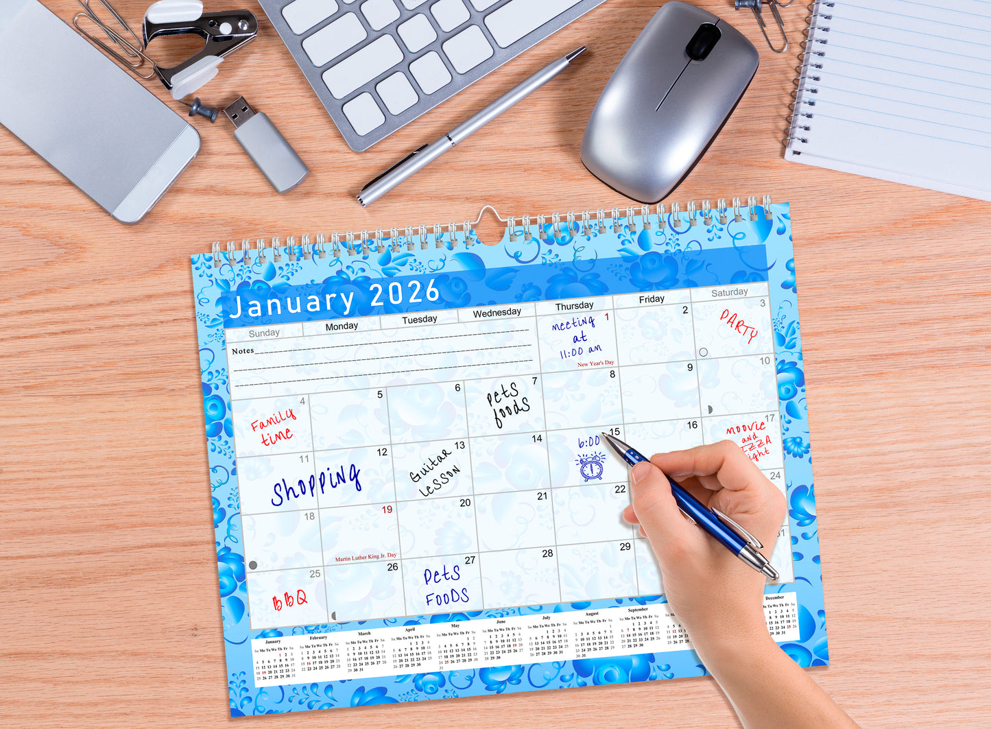 20255-2026 Monthly Spiral-Bound Wall / Desk Calendar - Desktop / Wall Blotter Calendar / Planner - (Edition #19)