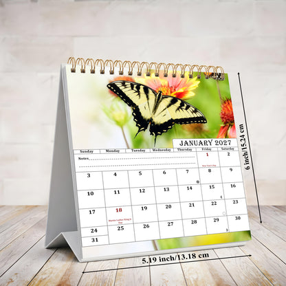 2027-12 Months Desk Calendar Desktop Planner with To-Do List (Butterflies)