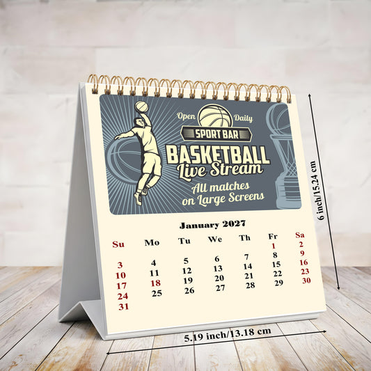 2027-12 Months Desk Calendar Desktop Planner with To-Do List (Basketball)