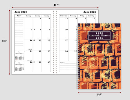 2025-2026 Student Academic Planner Calendar - School College Weekly Agenda #020