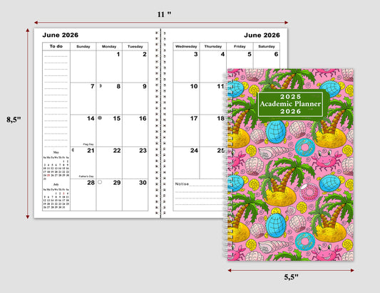 2025-2026 Student Academic Planner Calendar - School College Weekly Agenda #026