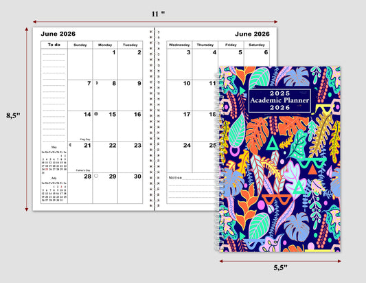 2025-2026 Student Academic Planner Calendar - School College Weekly Agenda #022