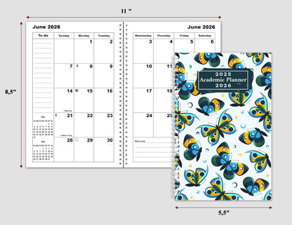 2025-2026 Student Academic Planner Calendar - School College Weekly Agenda #035