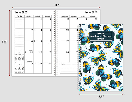 2025-2026 Student Academic Planner Calendar - School College Weekly Agenda #035