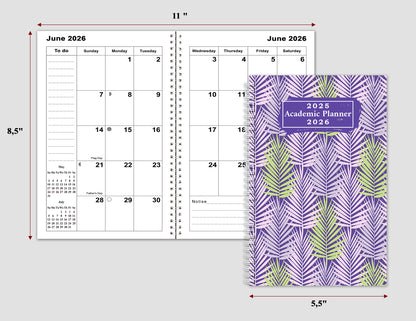 2025-2026 Student Academic Planner Calendar - School College Weekly Agenda #012