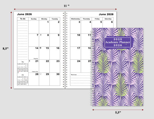 2025-2026 Student Academic Planner Calendar - School College Weekly Agenda #012