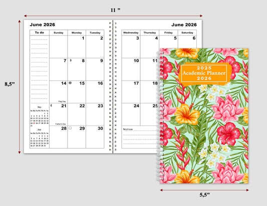 2025-2026 Student Academic Planner Calendar - School College Weekly Agenda #028