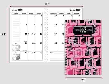 2025-2026 Student Academic Planner Calendar - School College Weekly Agenda #021