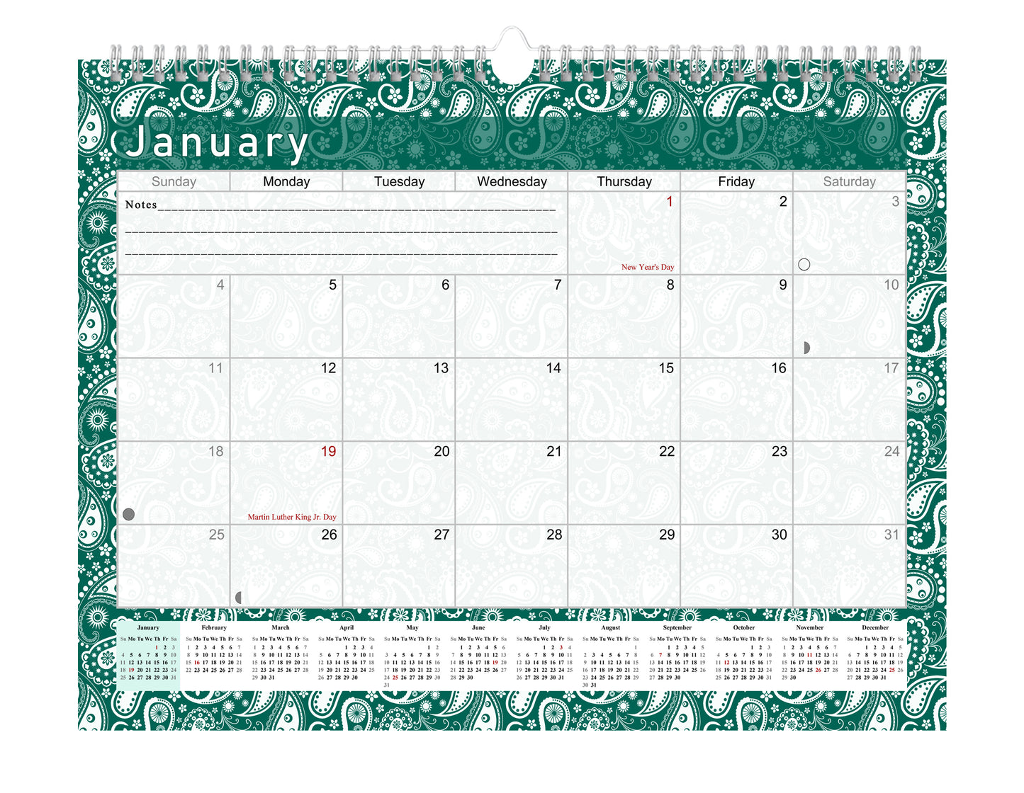 2026-2027 Monthly Spiral-Bound Wall / Desk Calendar - Desktop / Wall Blotter Calendar / Planner - (Edition #24)