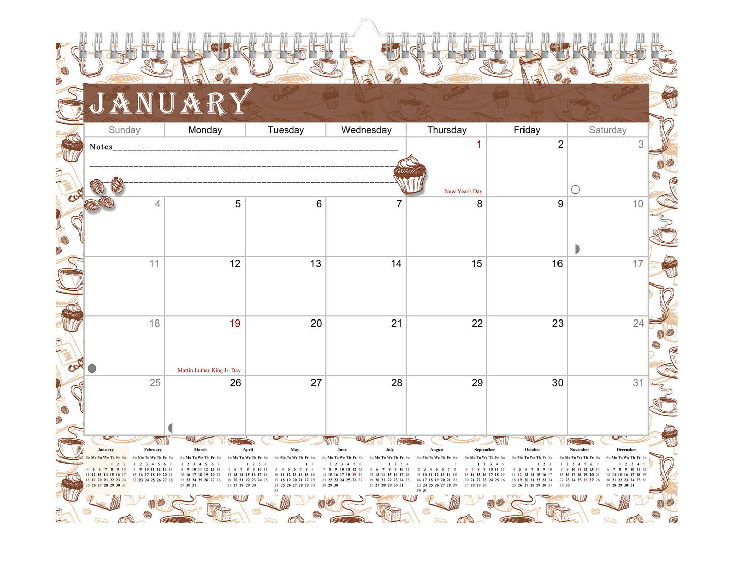 2026-2027 Monthly Spiral-Bound Wall / Desk Calendar - Desktop / Wall Blotter Calendar / Planner - (Edition #30)