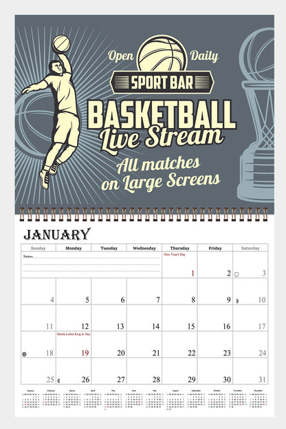 2027 Spiral-bound Wall Calendar (Basketball) - 12 Months Desktop/Wall Calendar/Planner (Copy)