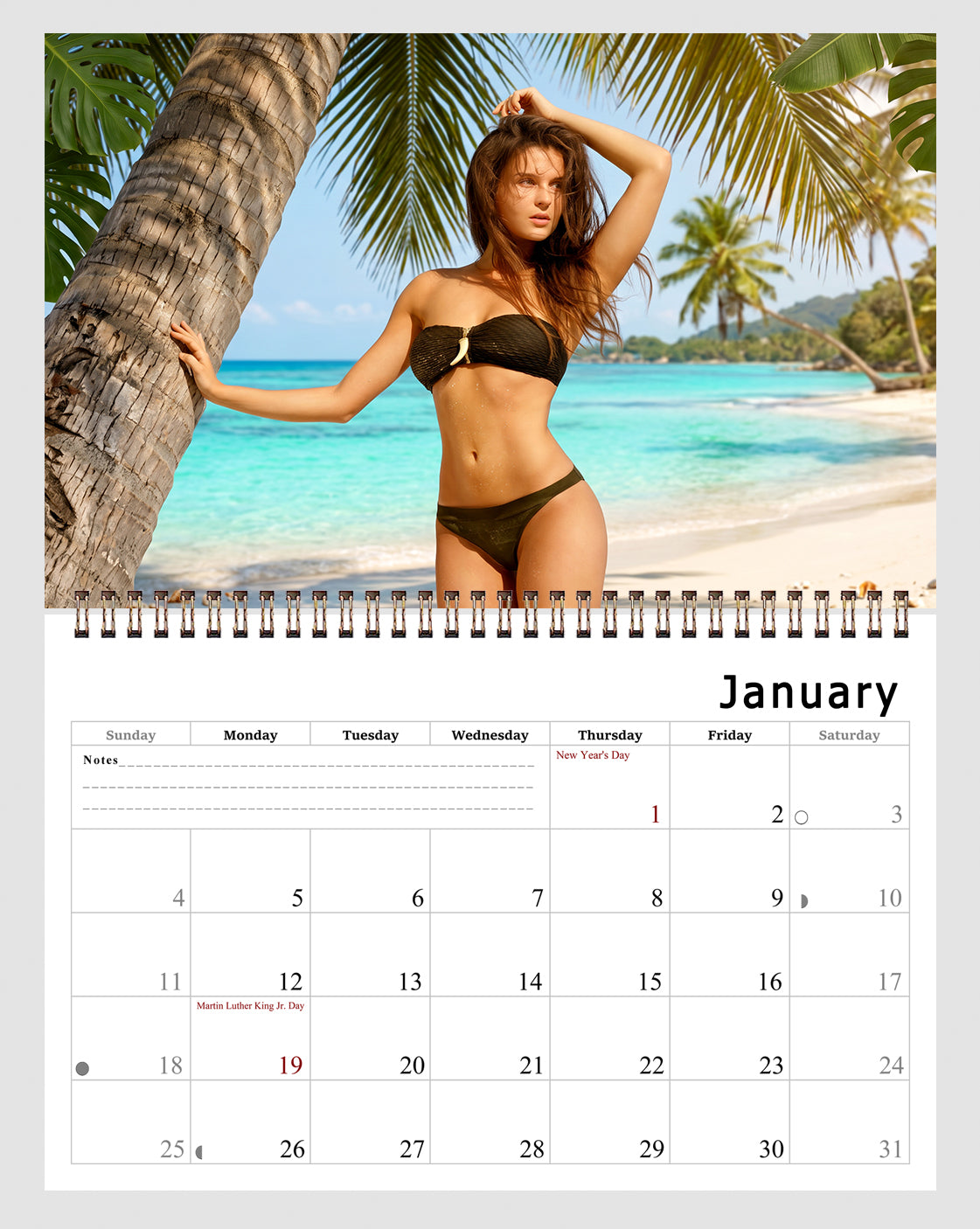 2027 Wall Calendar Beach Babes Bikini Women - 12 Months Desktop / Wall Calendar