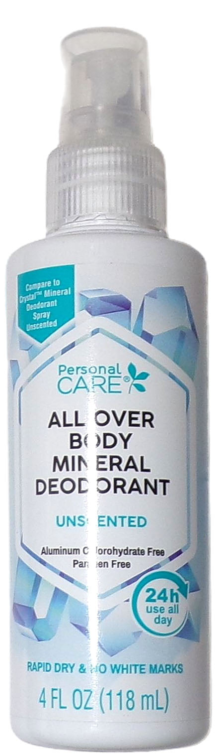 Personal Care All Over Body Mineral Deodorant Unscented 4 oz