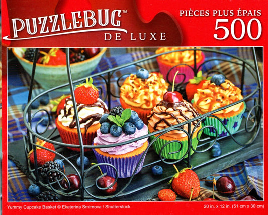Yummy Cupcake Basket - 500 Pieces Deluxe Jigsaw Puzzle