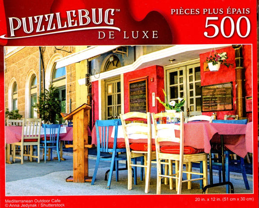 Mediterranean Outdoor Cafe - 500 Pieces Deluxe Jigsaw Puzzle
