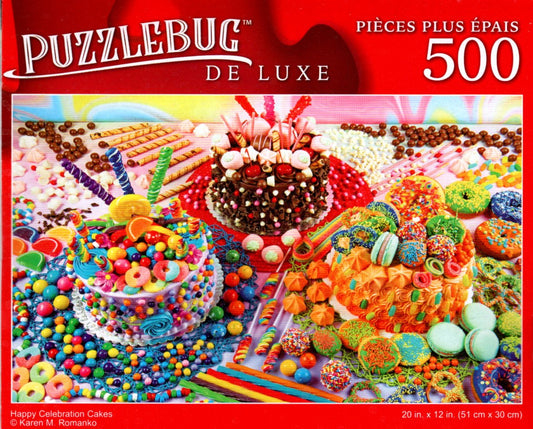 Happy Celebration Cakes - 500 Pieces Deluxe Jigsaw Puzzle