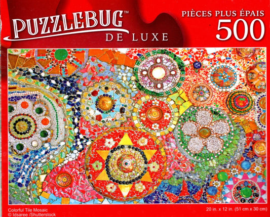 Colorful Tile Mosaic - 500 Pieces Deluxe Jigsaw Puzzle