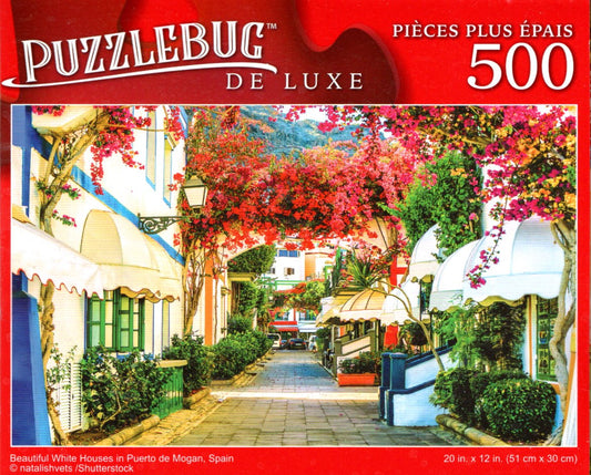 Beautiful White Houses in Puerto de Mogan, Spain - 500 Pieces Deluxe Jigsaw Puzzle