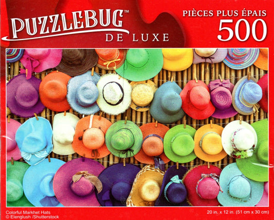 Colorful Market Hats - 500 Pieces Deluxe Jigsaw Puzzle
