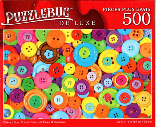 Different Sized Colorful Buttons - 500 Pieces Deluxe Jigsaw Puzzle