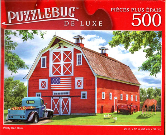 Pretty Red Barn - 500 Pieces Deluxe Jigsaw Puzzle