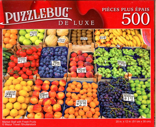 Market Stall with Fresh Fruits - 500 Pieces Deluxe Jigsaw Puzzle
