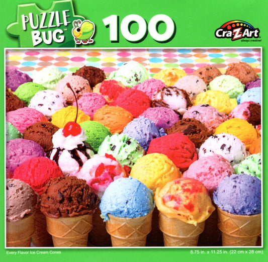Every Flavor Ice Cream Cones - 100 Pieces Jigsaw Puzzle