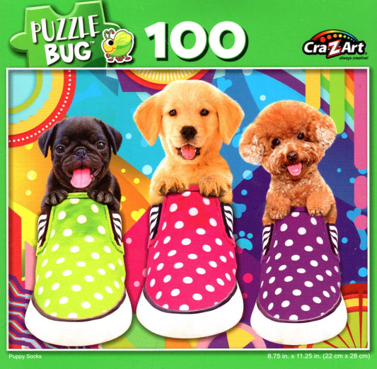 Puppy Socks - 100 Pieces Jigsaw Puzzle