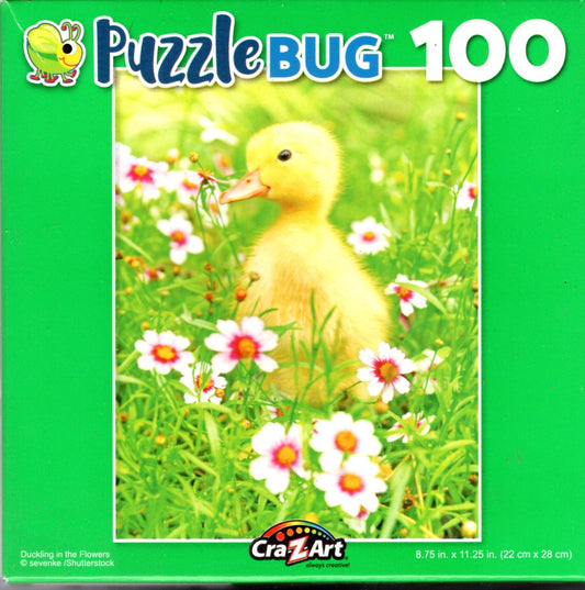Ducking in the Flowers - 100 Pieces Jigsaw Puzzle