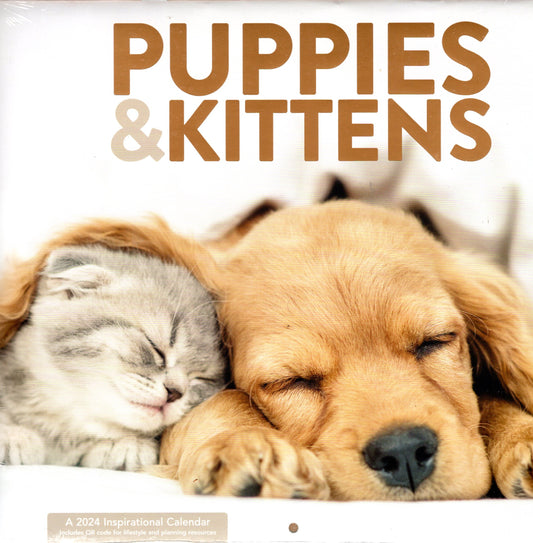 2024 Puppies & Kitten Full Size Wall Inspirational Calendar for Planning