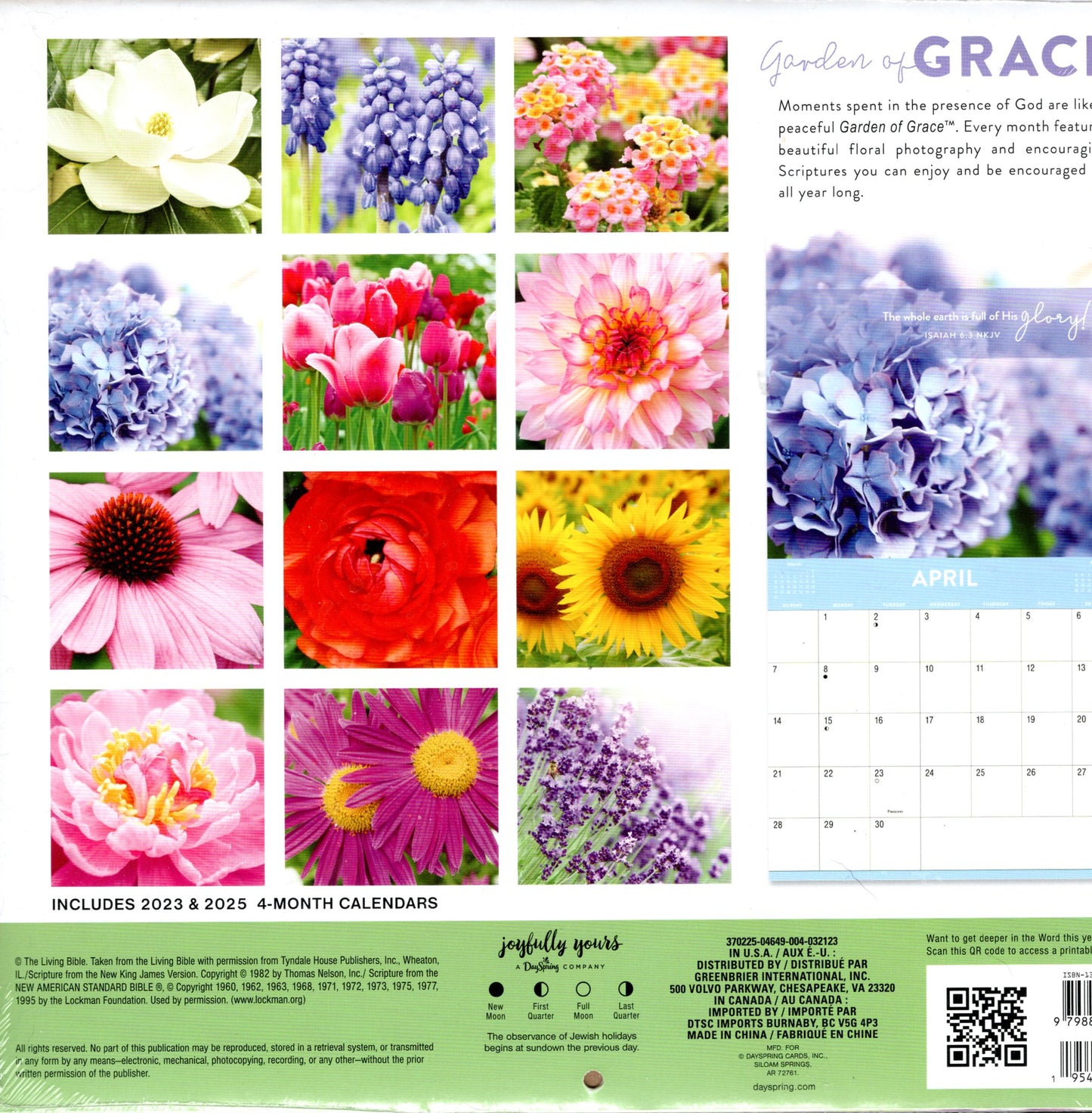 2024 Garden of Grace Full Size Wall Inspirational Calendar for Planning