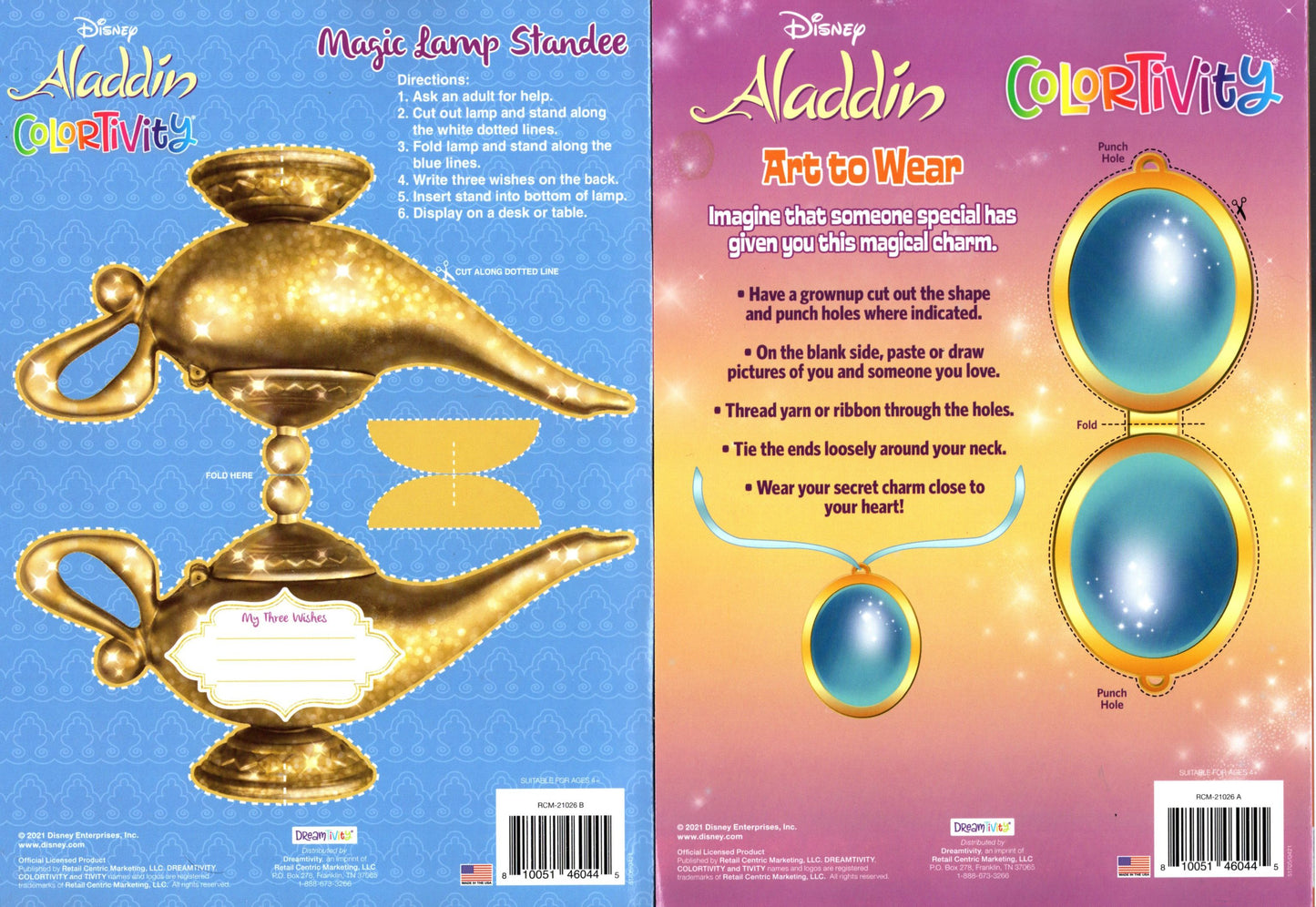 Disney Aladdin - Three Wishes & True Magic - Coloring & Activity Book (Set of 2 Books)