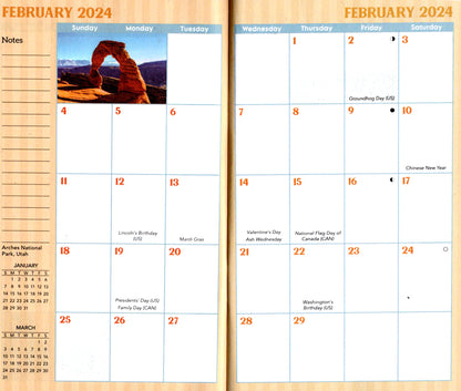 2024-2025 Value Pocket Calendar for Planning, Scheduling, and Organizing National Parks