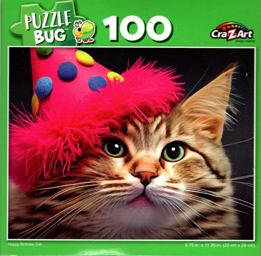 Happy Birthday Cat - Puzzlebug - 100 Piece Jigsaw Puzzle